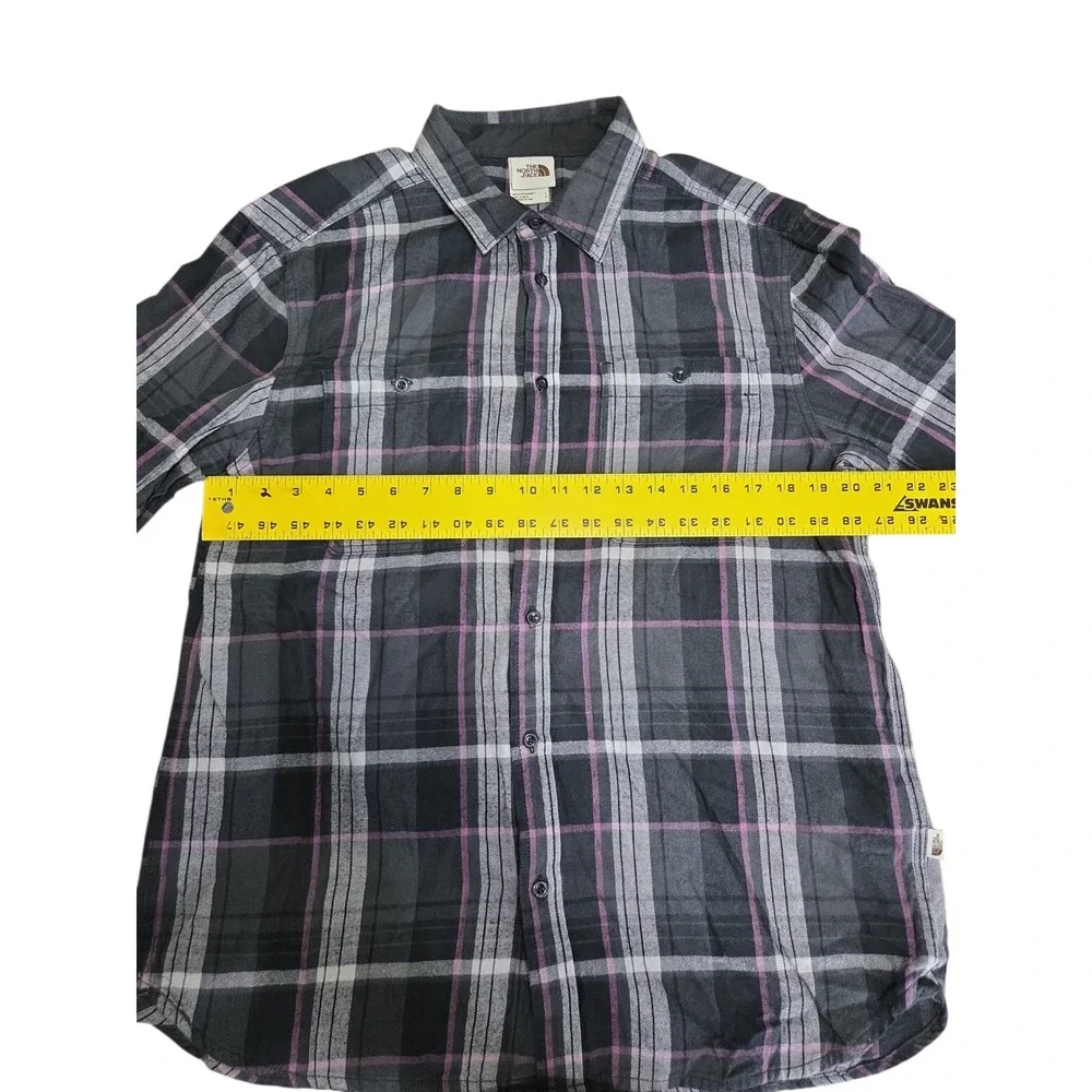 The‎ North Face Mens Large Plaid Flannel Button Down Shirt Grey Purple